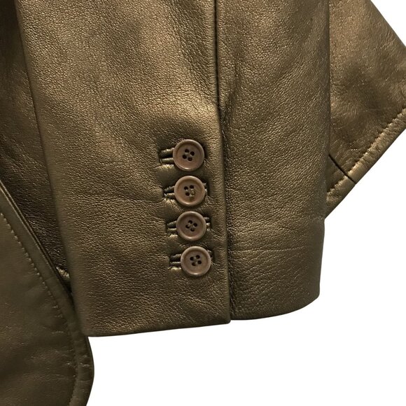 CONTEXT  Bronze Leather Blazer Jacket Womens Size M - Picture 8 of 9